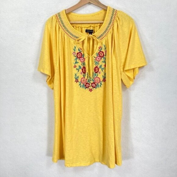 🔥 3/$15 🔥 Lane Bryant Keyhole Embroidered Raglan Sleeve Top Cottagecore  1X - Picture 4 of 10